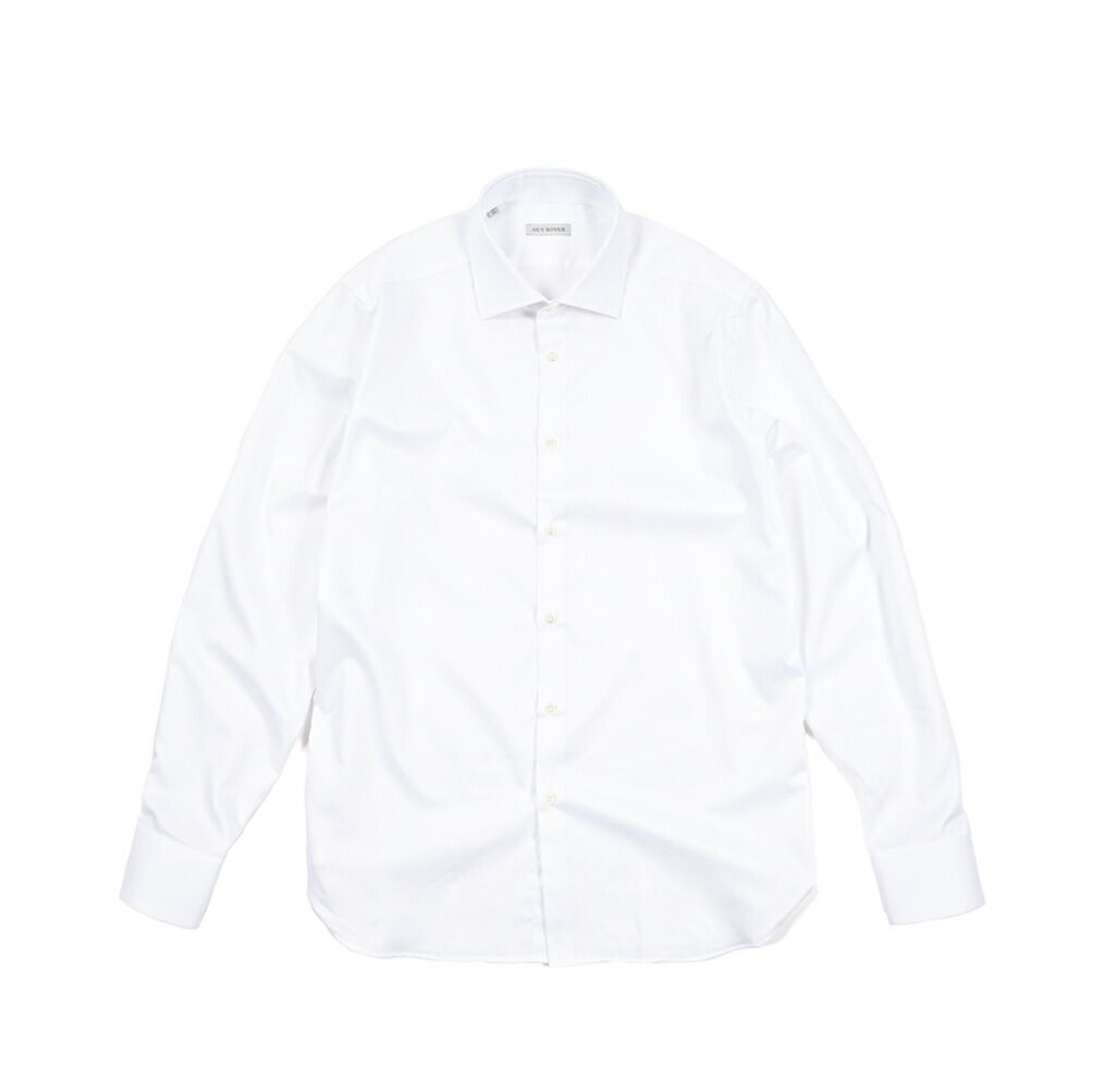 GUY ROVER ギローバー ドレスシャツ ワイシャツ ワイド 長袖 メンズ コットン ホワイト 25-26 AW 427684
