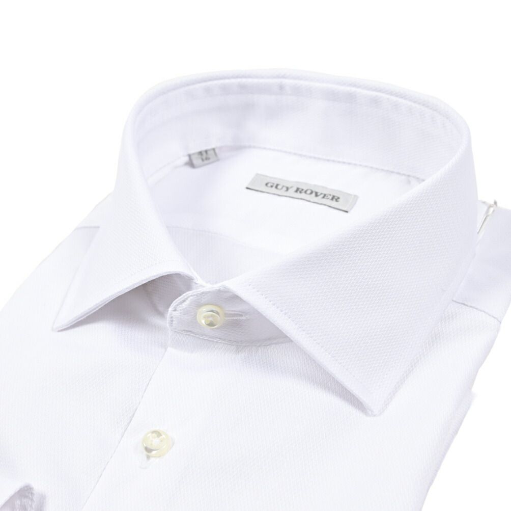 GUY ROVER ギローバー / ドレスシャツ ワイシャツ ワイドカラー 長袖 メンズ コットン100% ホワイト / 25-26AW / 427684