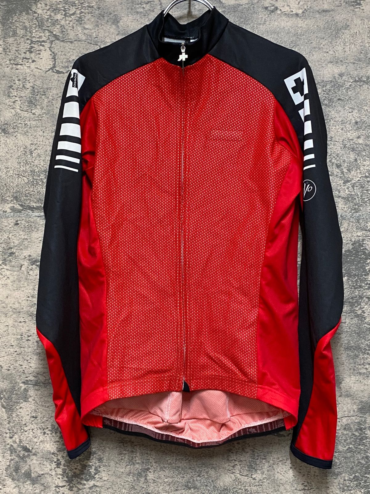 JQ221 アソス assos AIR BLOCK 注文 799 長袖 サイクルジャージ M 赤黒