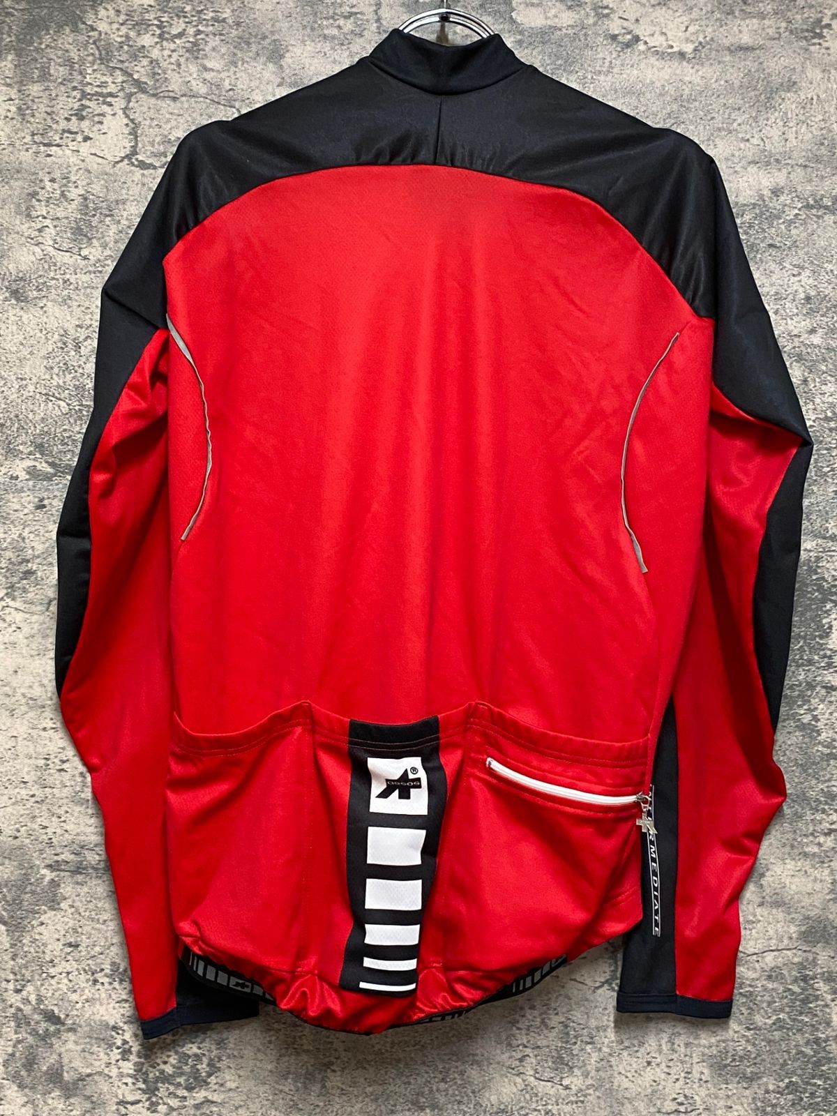 JQ221 アソス assos AIR BLOCK 注文 799 長袖 サイクルジャージ M 赤黒