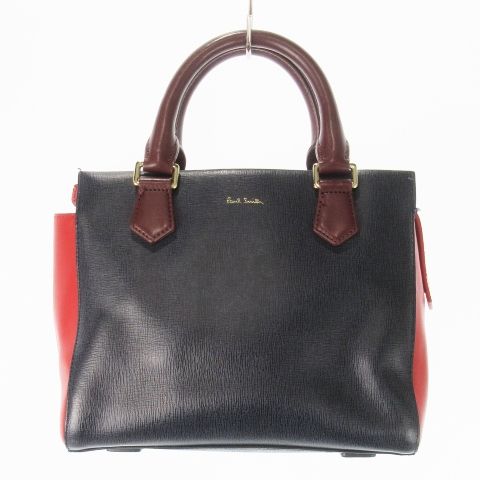 ポールスミス PAUL SMITH ハンドバッグ 2 way ショルダーバッグ レザー 革 ロゴ 配色 紺 ネイビー CK 21 GY 35