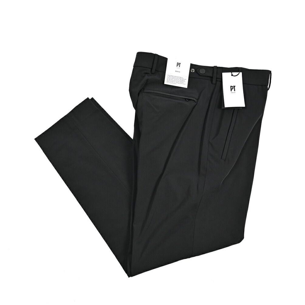 PT TORINO ピーティートリノ Active SIGMA スラックス ノータック ストレッチパンツ 春秋冬 メンズ コットン ブラック 430817