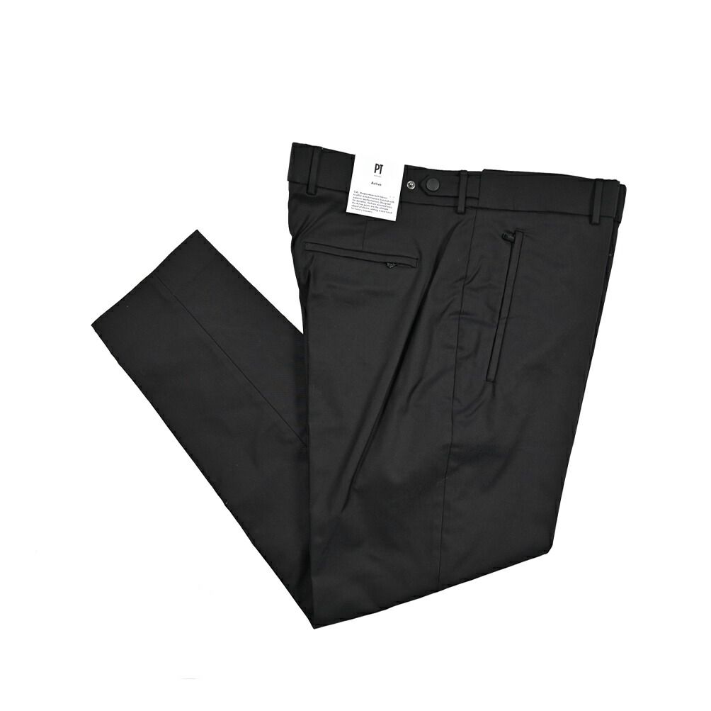 PT TORINO ピーティートリノ Active SIGMA スラックス ノータック ストレッチパンツ 春秋冬 メンズ コットン ブラック 430753