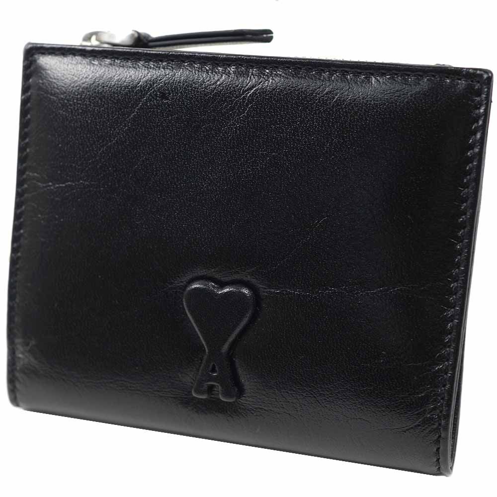 アミ アレクサンドル マテュッシ 二つ折り財布 ミニ財布 レディース メンズ ブラック NOIR ami alexandre mattiussi USL 201 AL 0052 001 201-AL 0052-001