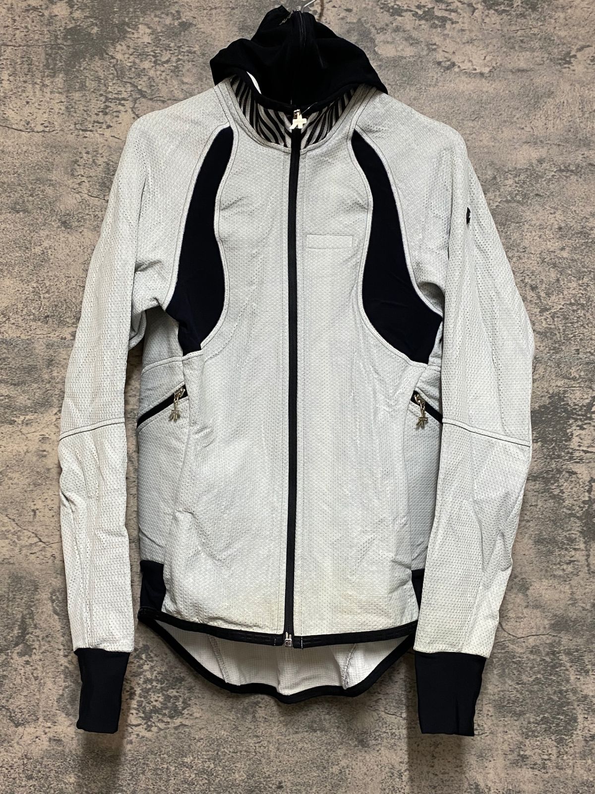 JQ 188 アソス assos AIR BLOCK 851 winter plus 長袖サイクルジャケット 白黒 M 裏起毛