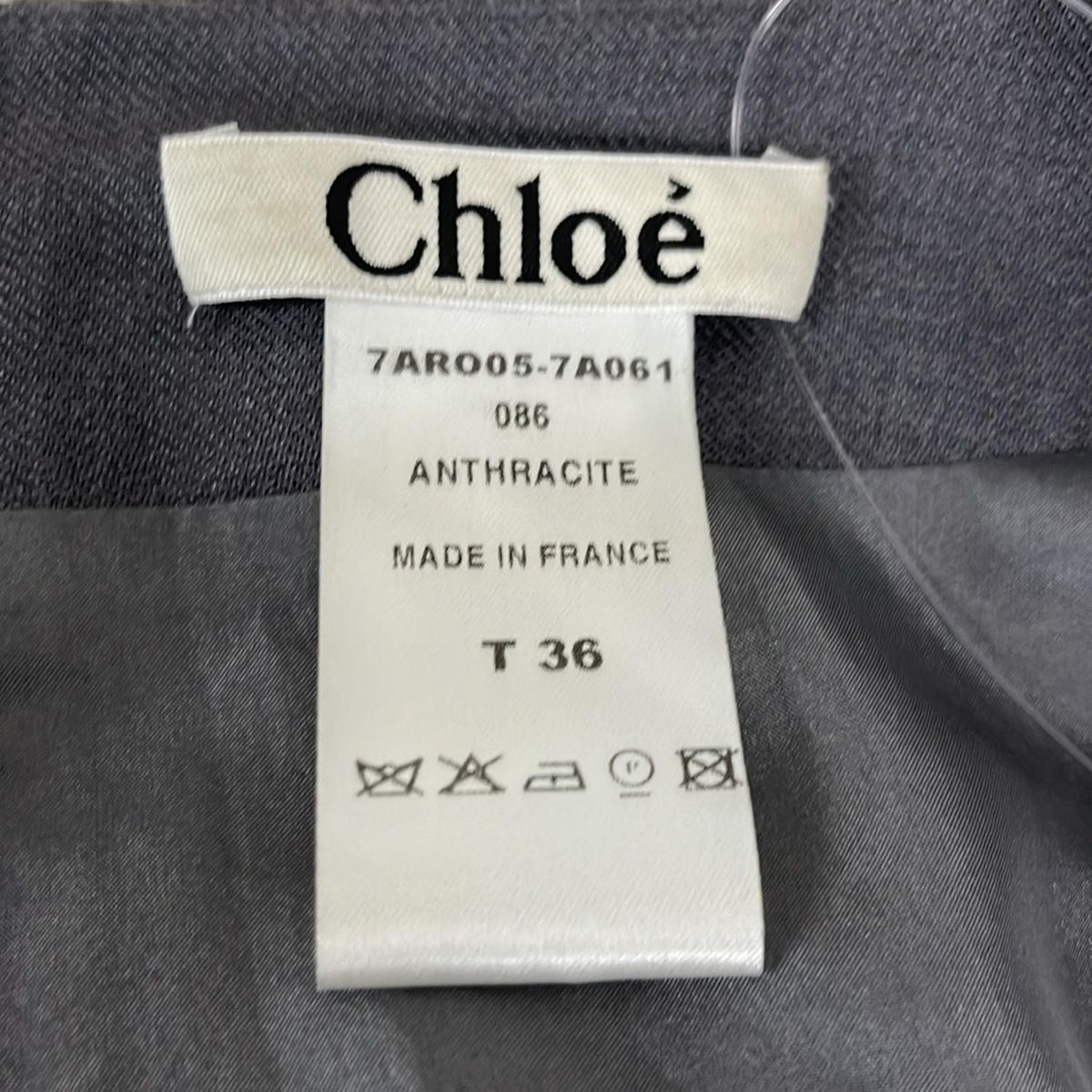 Chloe(クロエ) ワンピース サイズT36 レディース美品 - ダークグレー 長袖/ひざ丈