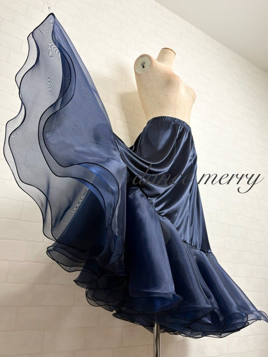 ボリューム 社交ダンス パニエ 紺 ネイビー ペチコート インナースカート スカート パーティ 1283