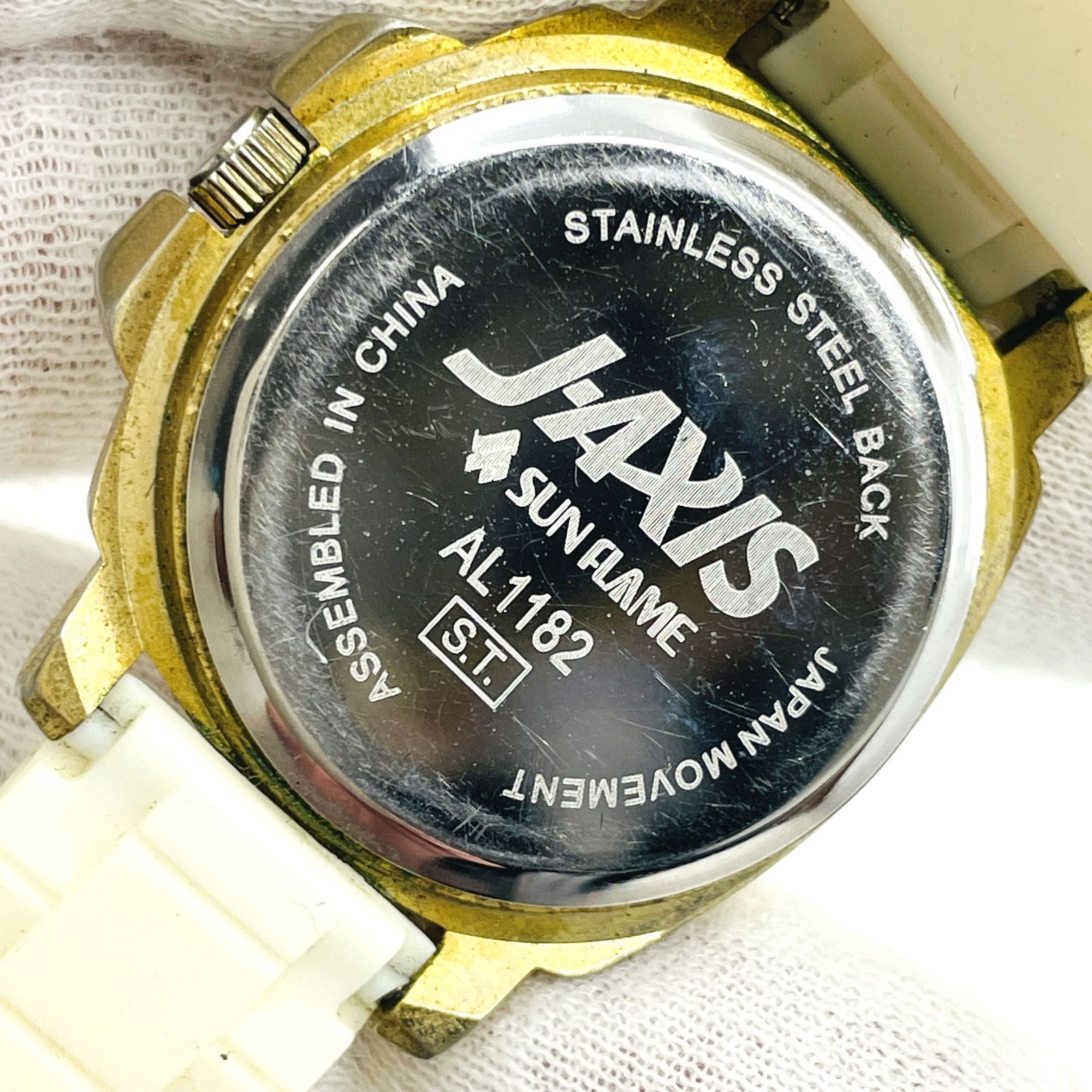 動作未確認 J-AXIS ジェイ・アクシス AL1182 腕時計 クォーツ 白文字盤 動作未確認 J-AXIS ジェイ・アクシス AL1182 腕時計 クォーツ 白文字盤