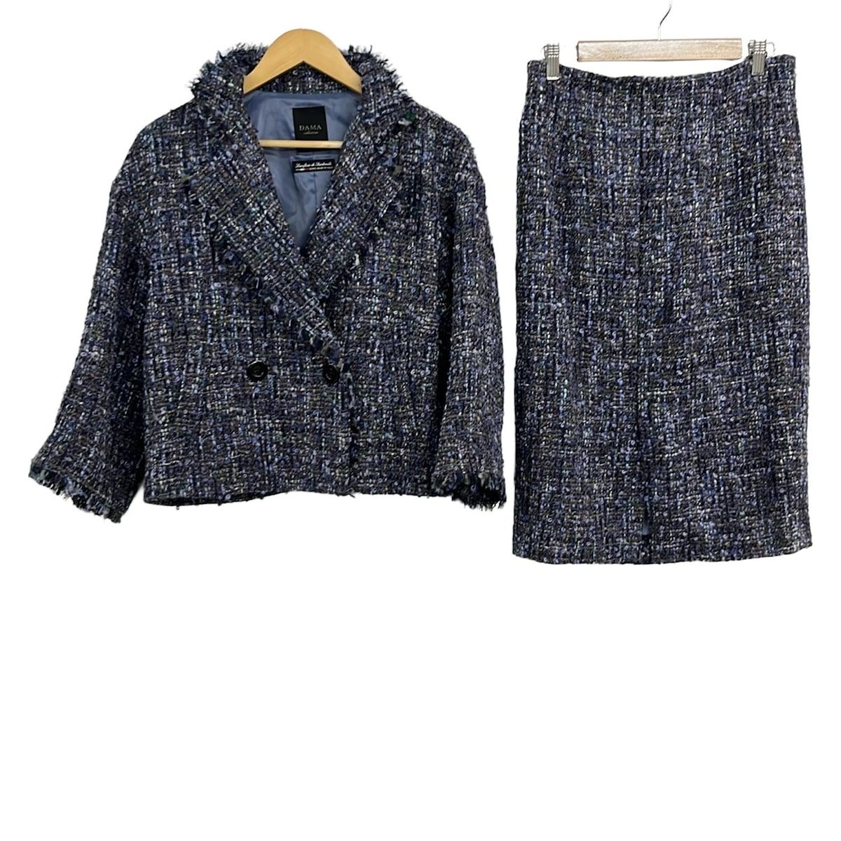 DAMAcollection ダーマ スカートスーツ レディース - ライトブルー×ライトパープル×マルチ ツイード