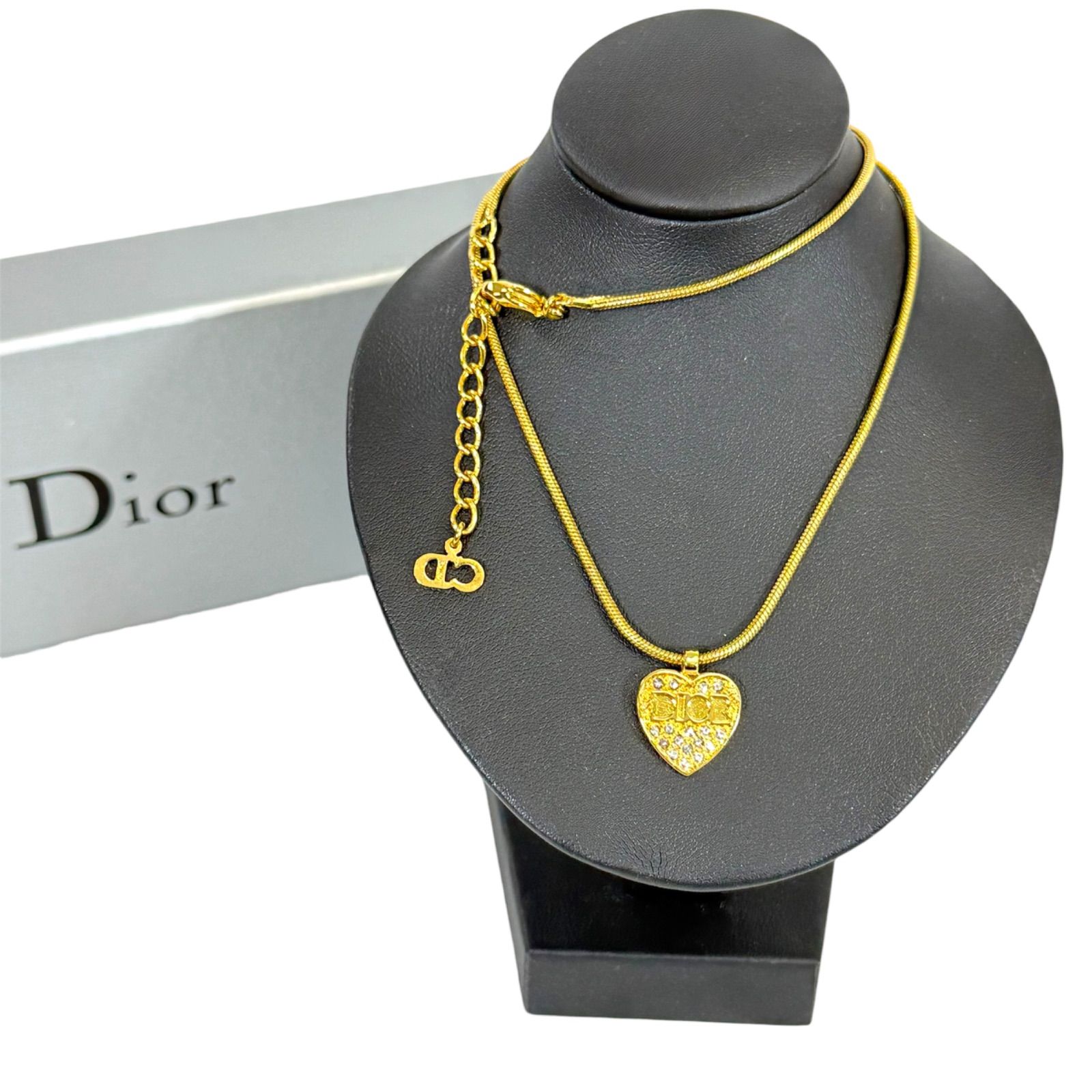 人気・美品】Christian Dior ディオール ラインストーン ハート ロゴ 