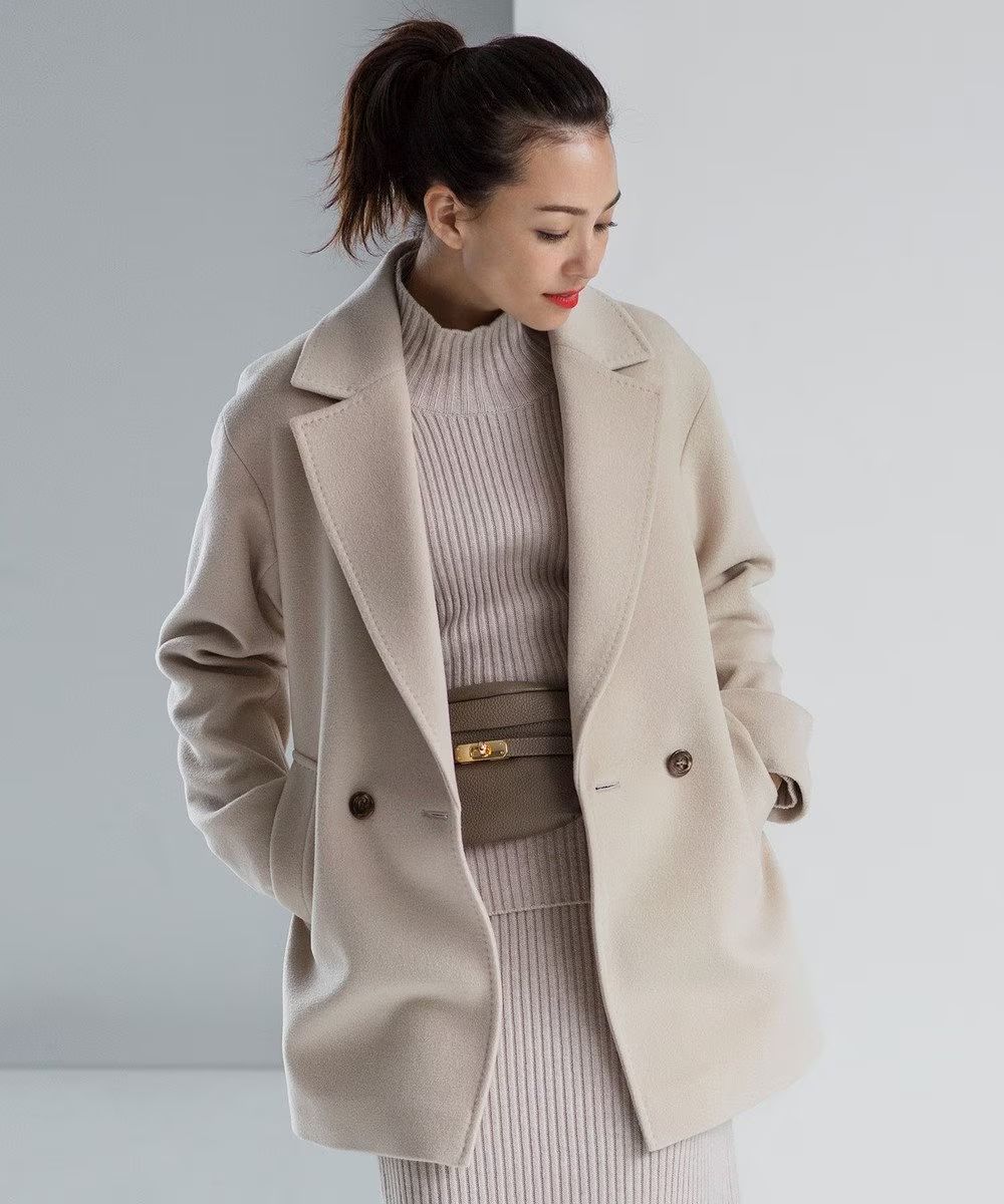 未使用級 23区 ウールアンゴラビーバーチェスターコート ベージュ