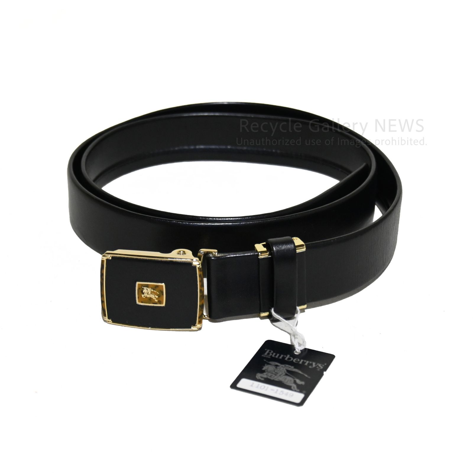 ○ 未使用 BURBERRY ホースロゴ スクエアバックル レザーベルト 1999年