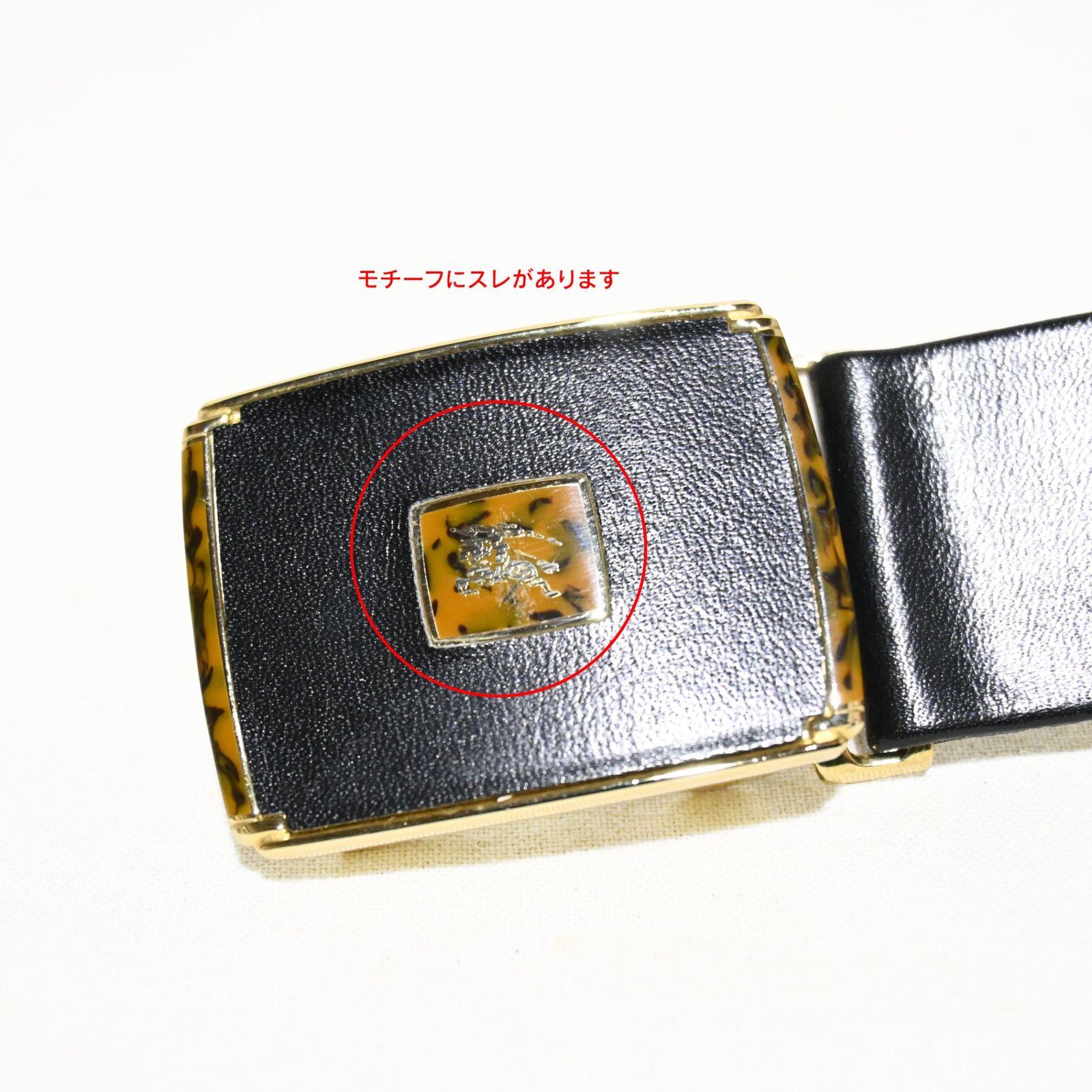 ○ 未使用 BURBERRY ホースロゴ スクエアバックル レザーベルト 1999年