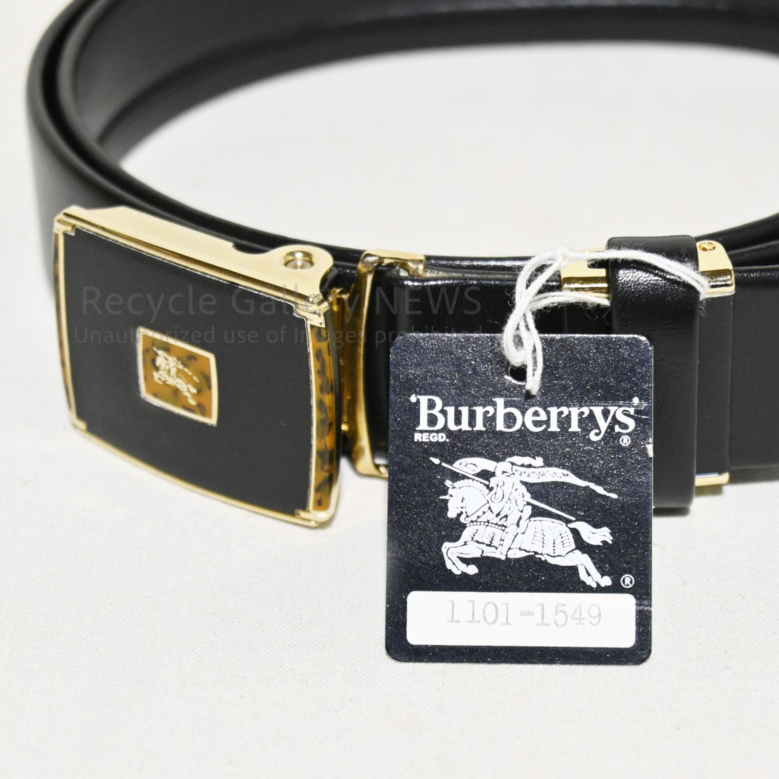 ○ 未使用 BURBERRY ホースロゴ スクエアバックル レザーベルト 1999年