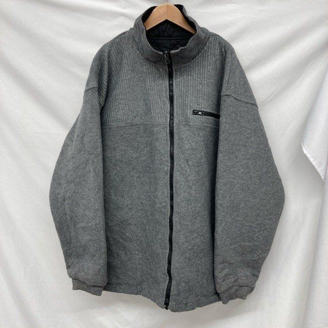 C243 XL相当 アメリカ古着 ウール混 フリースジャケット グレー 無地