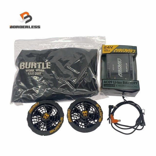 比較的 BURTLE バートル エアークラフト リチウムイオンバッテリー AC 09 ファン 370 充電器 空調作業服Mサイズ付き119276