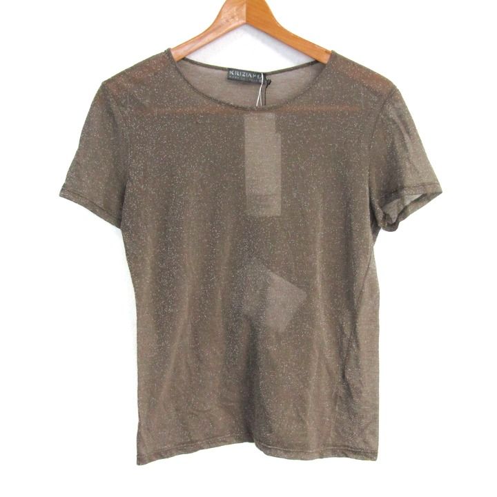クリツィア カットソー シャツ 半袖 大きいサイズ ブランド トップス イタリア製 レディース ブラウンラメ KRIZIA