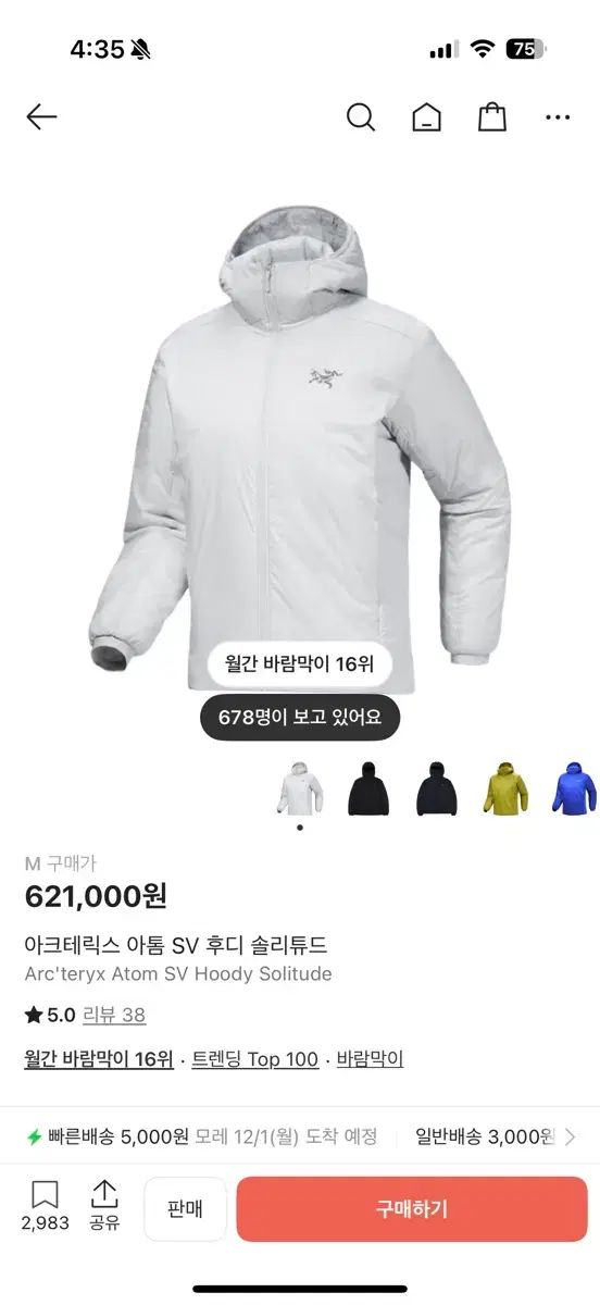 アークテリクス Atom SV ソリチュード