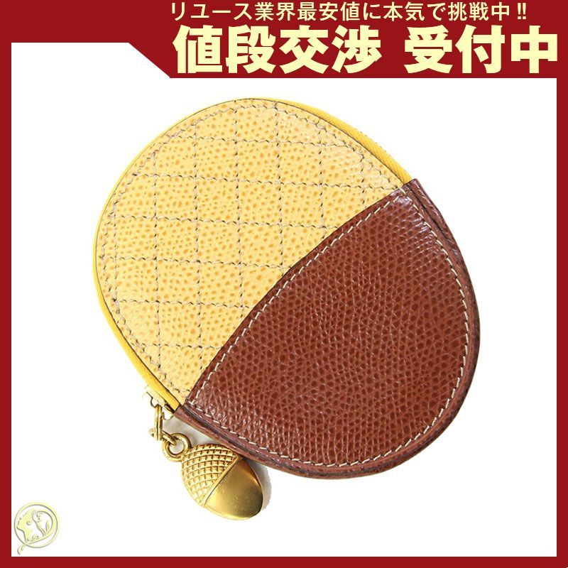 セリーヌ コインケース イエロー ブラウン レザー 