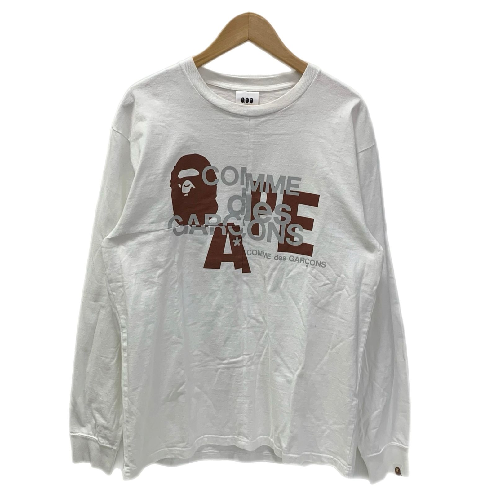 アベイシングエイプ A BATHING APE COMME des GARCONS コラボ ロンT ホワイト XLサイズ 201 MT 4796