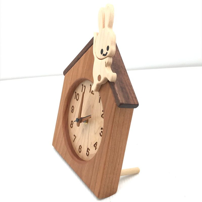 中古美品】 CUNE キューン WOODEN TABLE CLOCK 木の置き時計 壁掛け