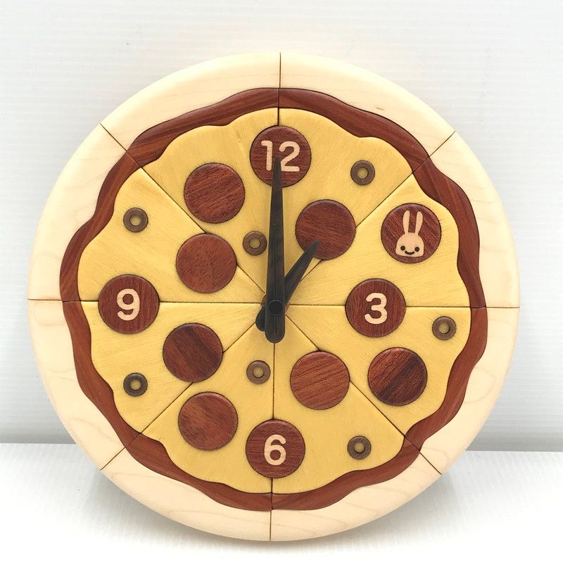 中古美品】 CUNE キューン PIZZA CLOCK 木のピザ時計 壁掛け時計 【208