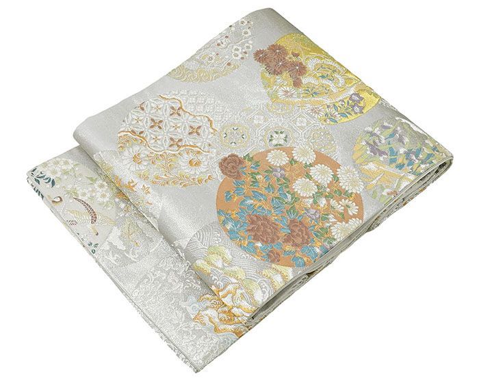 袋帯 未着用 正絹 光琳草花図 礼装用 フォーマル 仕立て上がり 着物 g 4185