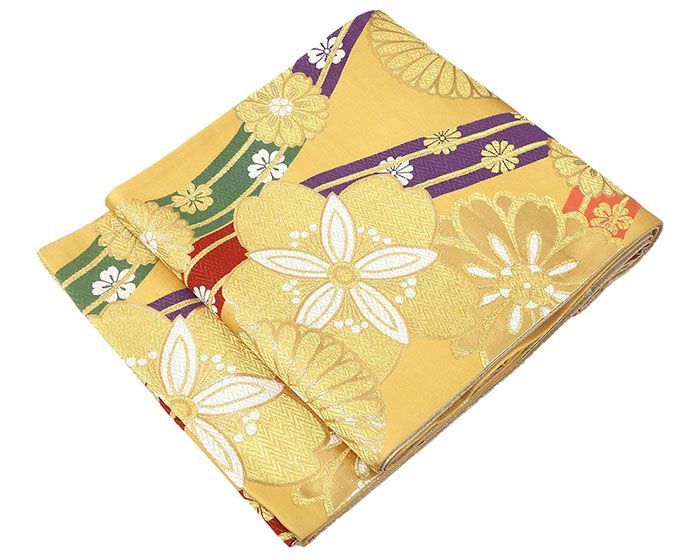 袋帯 正絹 桜 菊 礼装用 フォーマル リサイクル 仕立て上がり 着物 g 4194