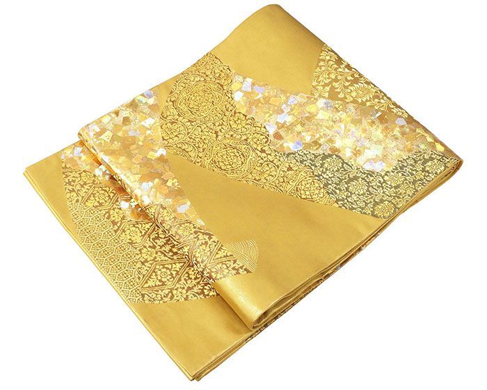 袋帯 正絹 金彩友禅 堀省平作 唐花 切紙 礼装用 フォーマル リサイクル 仕立て上がり 着物 g 4182