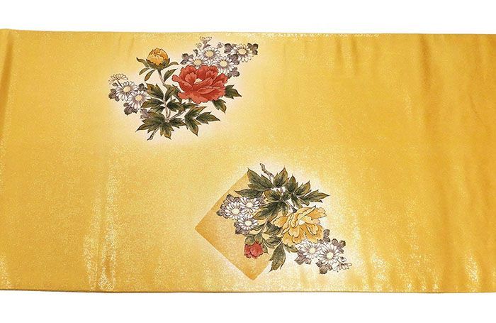 袋帯 正絹 京友禅摺り染 樽本伊勢蔵作 姫 菊 牡丹 礼装用 フォーマル