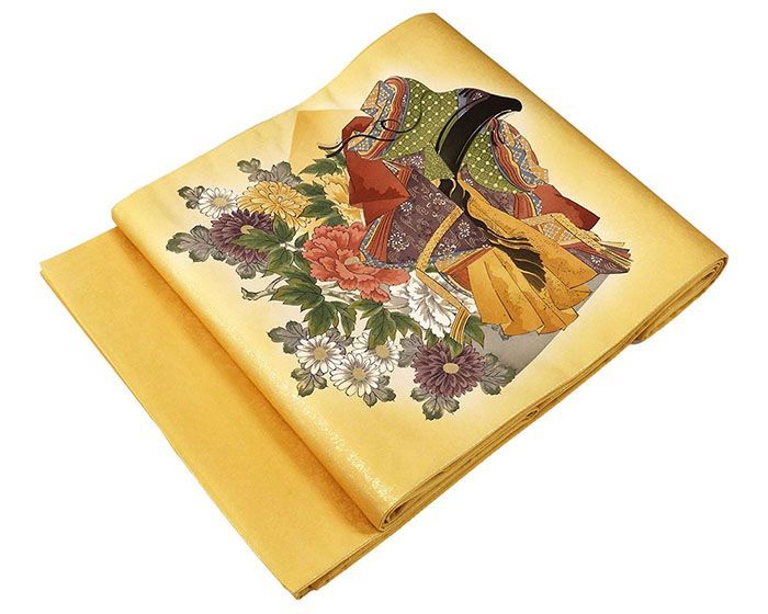 袋帯 正絹 京友禅摺り染 樽本伊勢蔵作 姫 菊 牡丹 礼装用 フォーマル