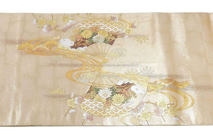 袋帯 正絹 金彩友禅 和田光正作 扇面 四季花 礼装用 フォーマル 美品