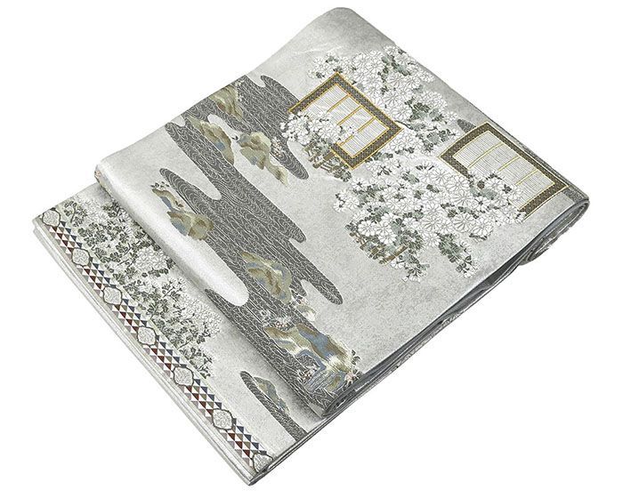 袋帯 正絹 京友禅作家 松尾光琳 本金箔琳派 流水 菊花 礼装用