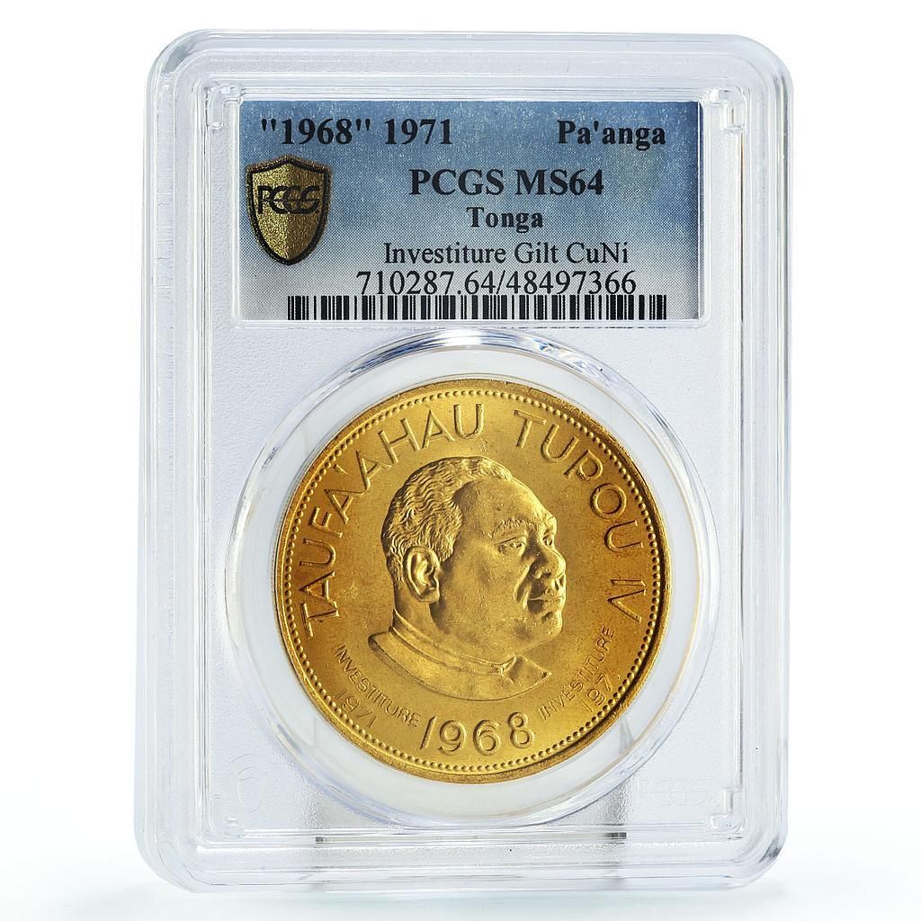 トンガ 1 パアンガ 調査王 トゥポウ 4 世 政治 MS64 PCGS 金箔 CuNi