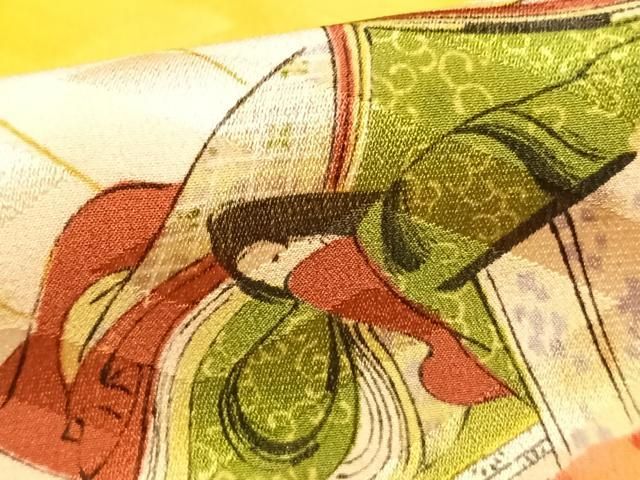  平和屋着物 長襦袢 袷 地紙人物文 正絹 fy 長襦袢 長襦袢 半襦袢