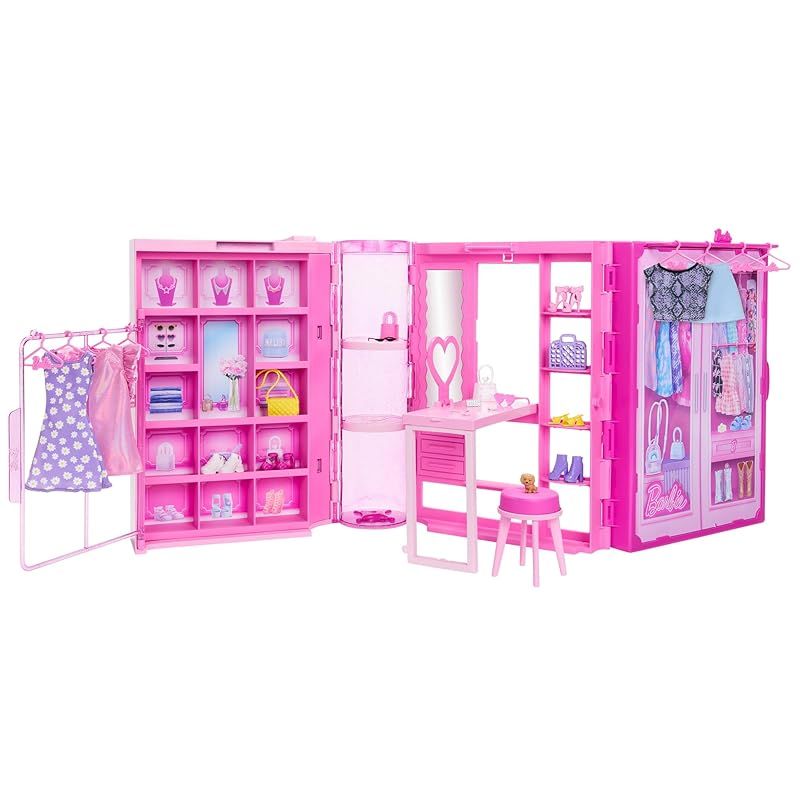 バービー Barbie しゅうのうりょくばつぐん! ピンクのドリームクローゼット ドール別売 バービー人形 きせかえ人形 ハウス ままごと ごっこ遊び 3歳から ピンク HXD 59 1