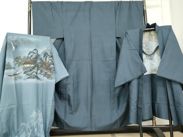 平和屋着物 男性 本場大島紬 アンサンブル 長襦袢 無双仕立て セット 100亀甲 総詰め 正絹 cs