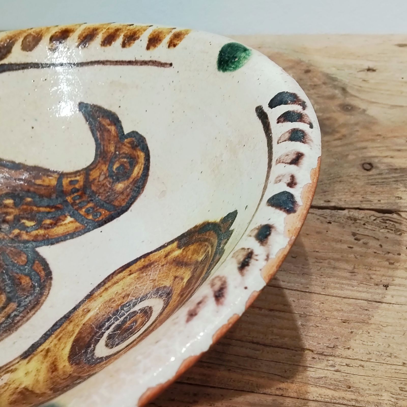 ペルシャ陶器 鳥文鉢 アンティーク イスラム陶器 骨董 古美術 深鉢