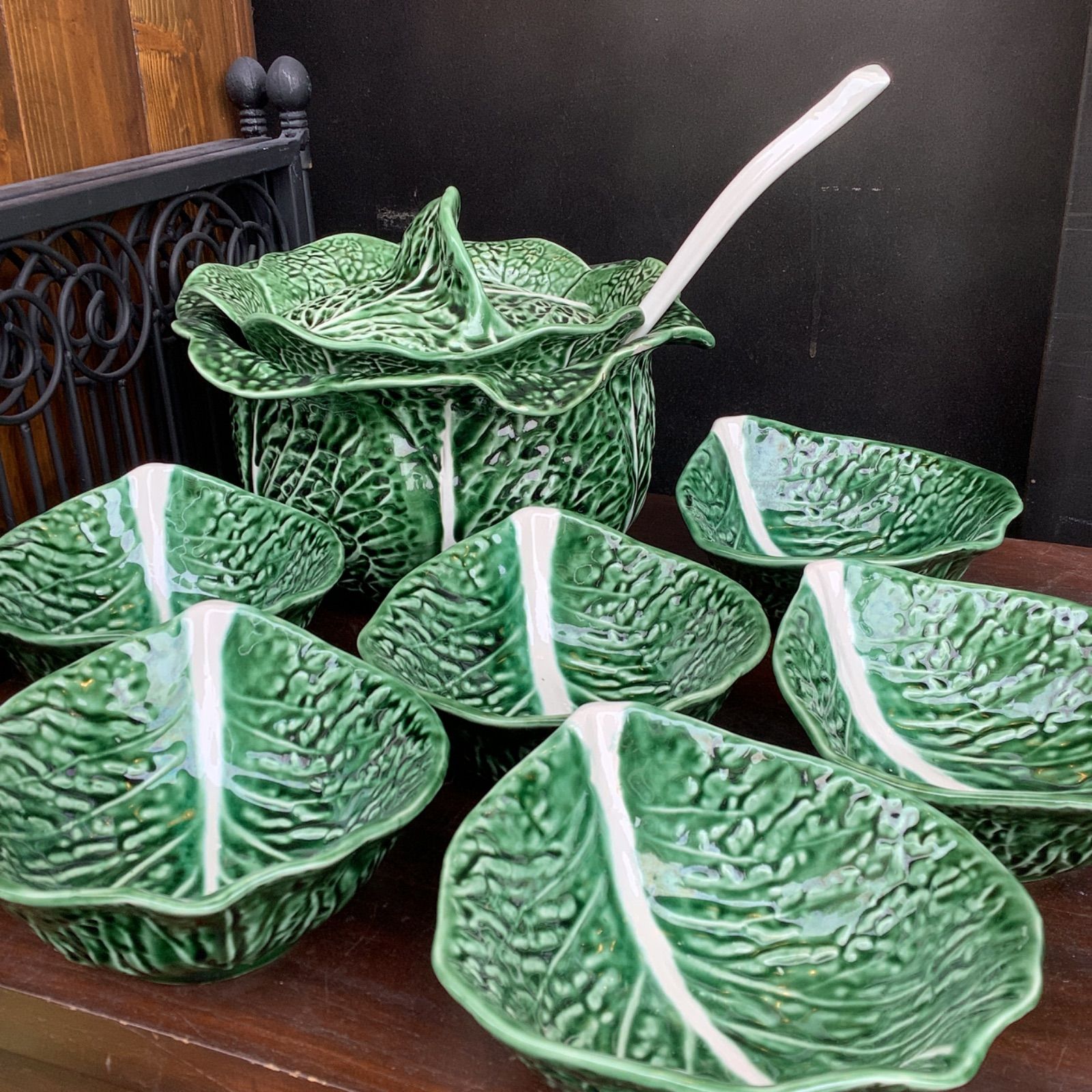  ヴィンテージ キャベツシリーズ 8点セット キャベツ型陶器ボウル キャベツプレート ボルダロ ピニェイロ サラダボウル 鉢 ボウル 食器