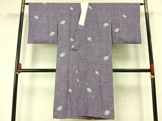 平和屋着物●長襦袢　無双仕立て　市松舞桜文　兎　正絹　逸品　AABD0565fy 平和屋着物○長襦袢 無双仕立て 市松舞桜文 兎 正絹 逸品 AABD0565fy