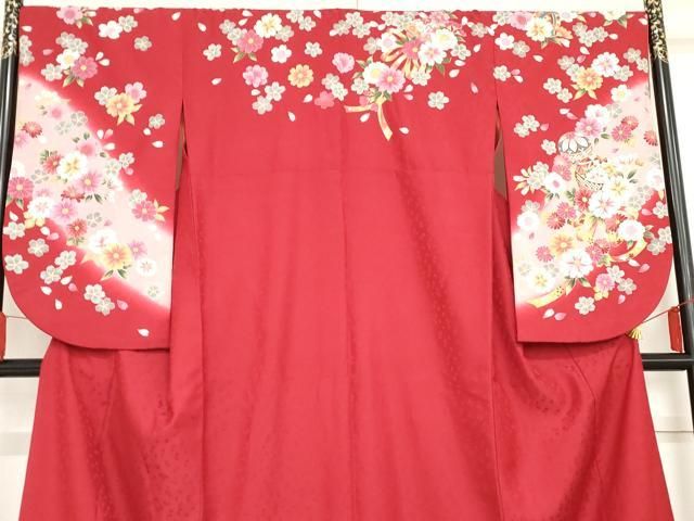 平和屋着物●小振袖　二尺袖　花毬文　暈し染め　金彩　洗える着物　AABD6327cs 平和屋着物○小振袖 二尺袖 花毬文 暈し染め 金彩 洗える着物