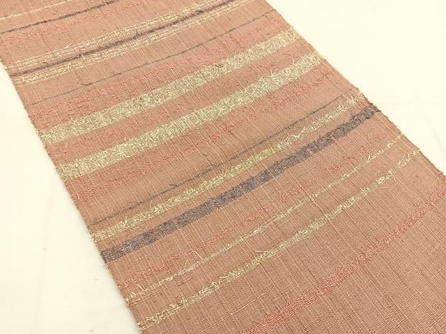 平和屋着物 八寸名古屋帯 紬地 横段文 正絹 mz