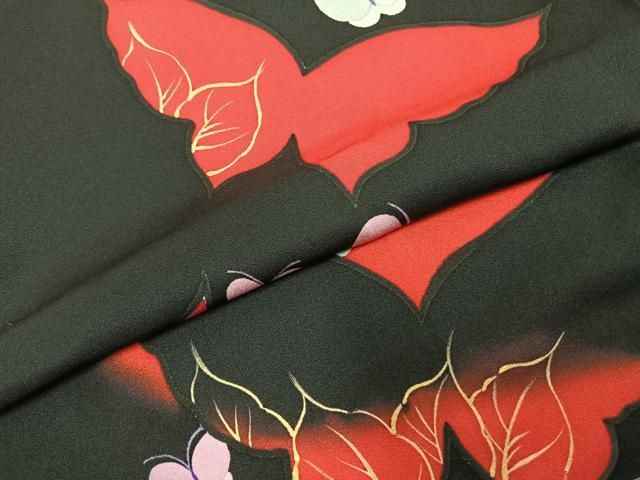 平和屋着物○豪華振袖 舞蝶文 暈し染め 金彩 正絹 逸品 AABD0651fy