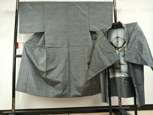 平和屋着物●男性　紬　アンサンブル　霞文　正絹　逸品　AABD0664fy 平和屋着物○男性 紬 アンサンブル 霞文 正絹 逸品 AABD0664fy - メルカリ