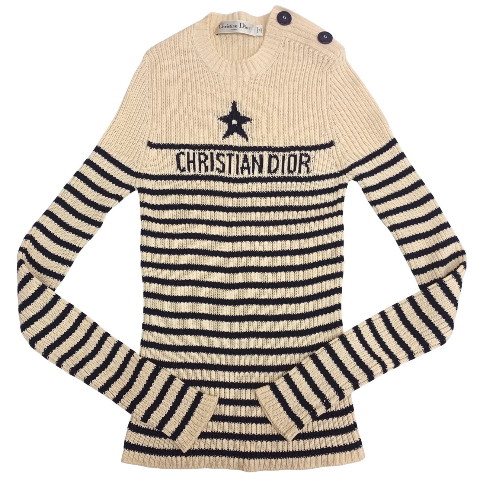 ま*こ様 ★Christian Dior ロゴニット 長袖 Christian Dior クリスチャンディオール コットン ニット サイズ I 40