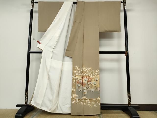 平和屋着物●松尾光琳　色留袖　刺繍　地紙色紙人物文　銀彩　正絹　逸品　CABE6887ut 平和屋着物○松尾光琳 色留袖 刺繍 地紙色紙人物文 銀彩 正絹 逸品