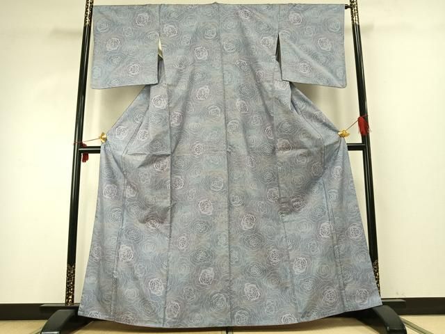 平和屋着物○都喜ヱ門 本場大島紬 カタス7マルキ 薔薇 藤絹織物謹製