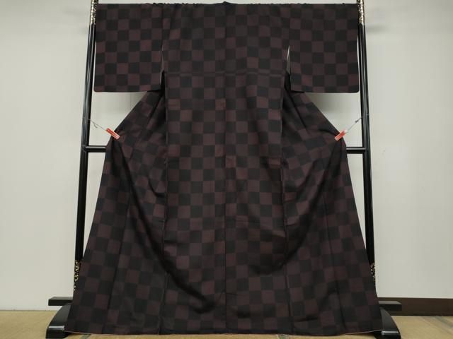 平和屋着物○上質な紬 市松文 ますいわ屋扱い 正絹 逸品 CABA8129ut