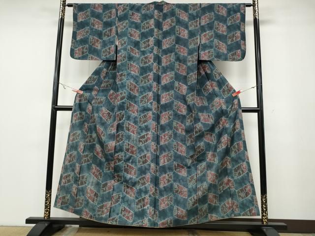 平和屋着物○上質な紬 絞り 吉祥文 正絹 逸品 CABA8131ut