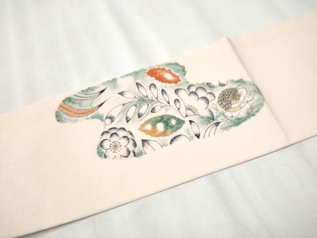 平和屋着物○九寸名古屋帯 手描き 辻が花 鬼しぼ縮緬 正絹 逸品